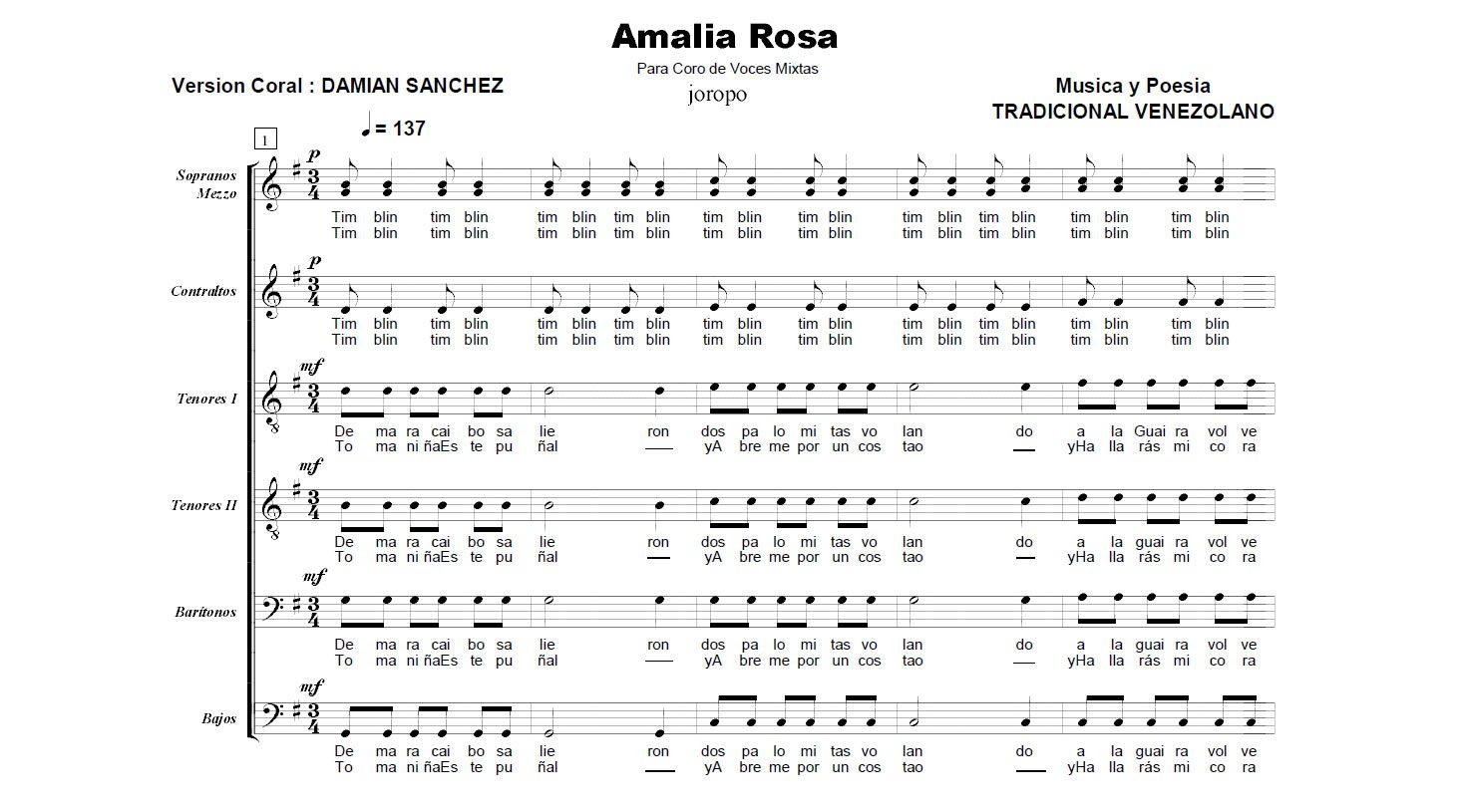 Partituras “Amalia Rosa“